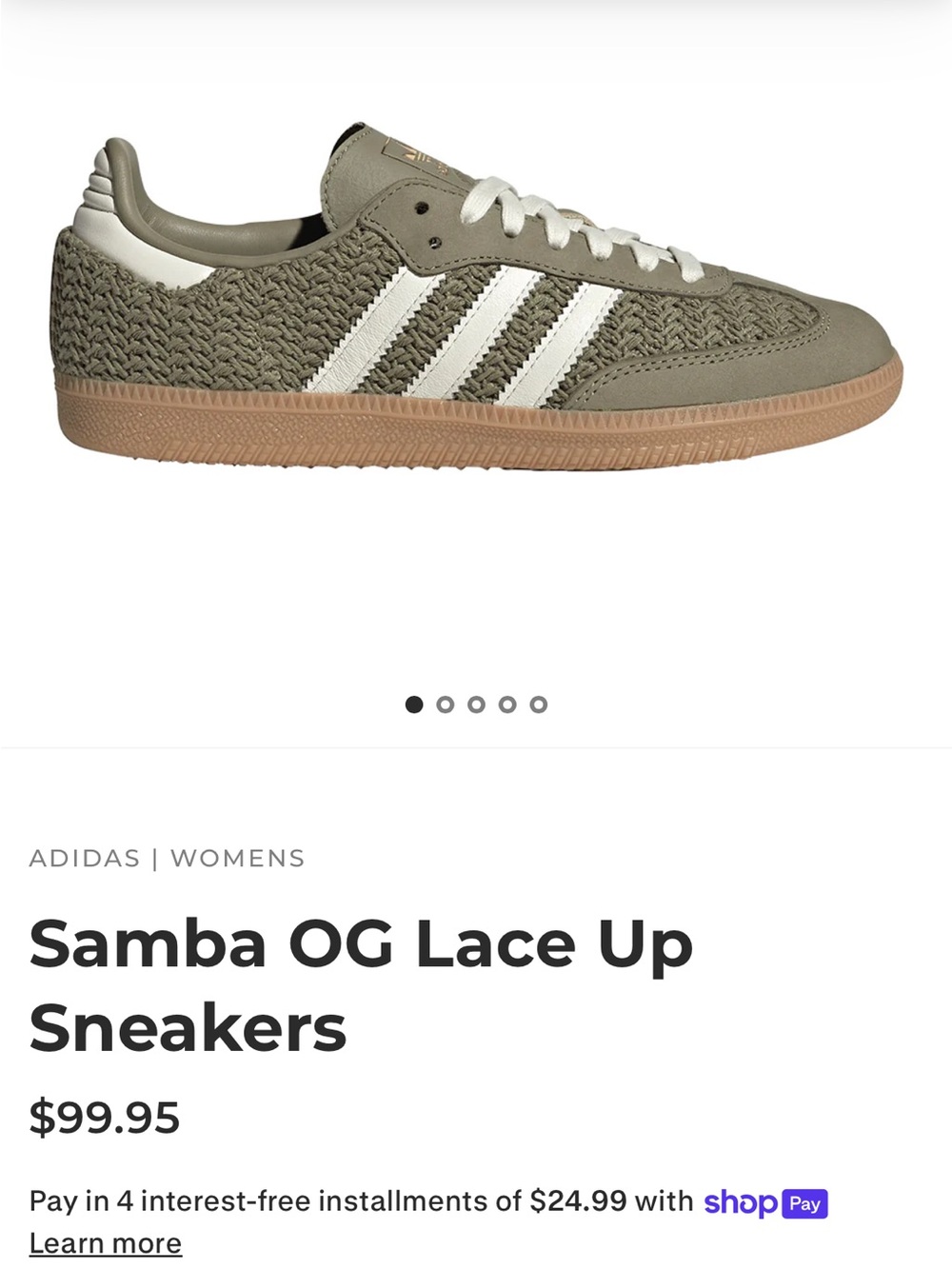 adidas Samba OG Women's Sneakers - Olive/White/Tan
